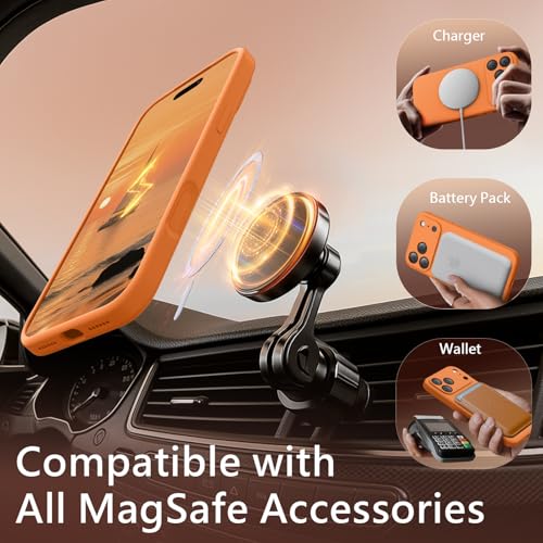 Image of FireNova Magnetic for iPhone 17 Pro Max Case, Compatible with MagSafe, [Integrated Silicone Camera Control Button] [Camera Protection] Anti-Scratch Microfiber Lining Phone Case, 6.9 inch, Orange