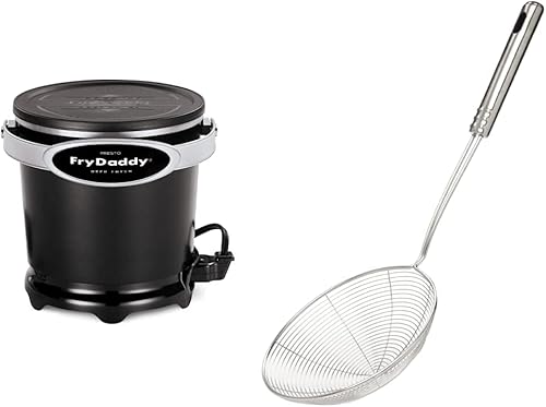 Presto Freidora eléctrica FryDaddy + colador de acero inoxidable ExcelSteel
