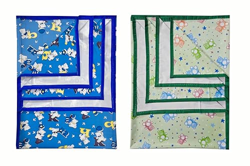 Image of EcoSoft Plastic Sheet,PVC Sheet for Kids,Rubber Sheet for Babies,Bed Wetting Protector(90 x 135 cm) (Blue Alphabet & Green Star Bear)