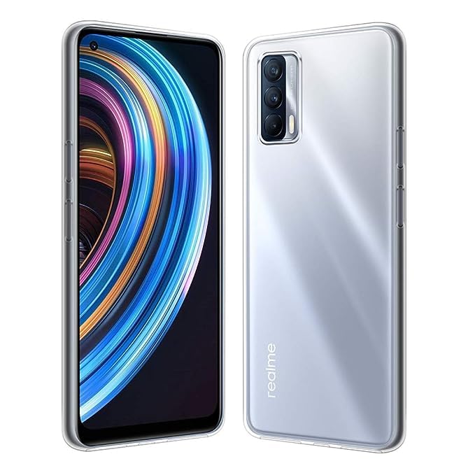 Image of Soft Flexible Silicone Back Cover Compatible with Realme X7, Transparent Case