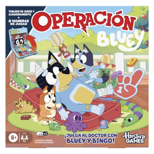 Operación edición Bluey, Juego de Mesa para niños – Juego electrónico Que Habla y Que Viene en Estuche Todo en uno – 2 Maneras de Jugar – 1 o más Jugadores – 10 Minutos – Edad: 6+