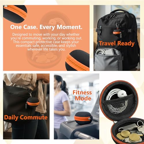 Image of GadgetBite Earphone Carrying Case, Multi-Purpose Travel Organizer for Earphones, Headsets, Pen Drives, SD Cards, Shock-Proof Ballistic Nylon, Soft Fabric, Mesh Pocket for Accessories - Orange