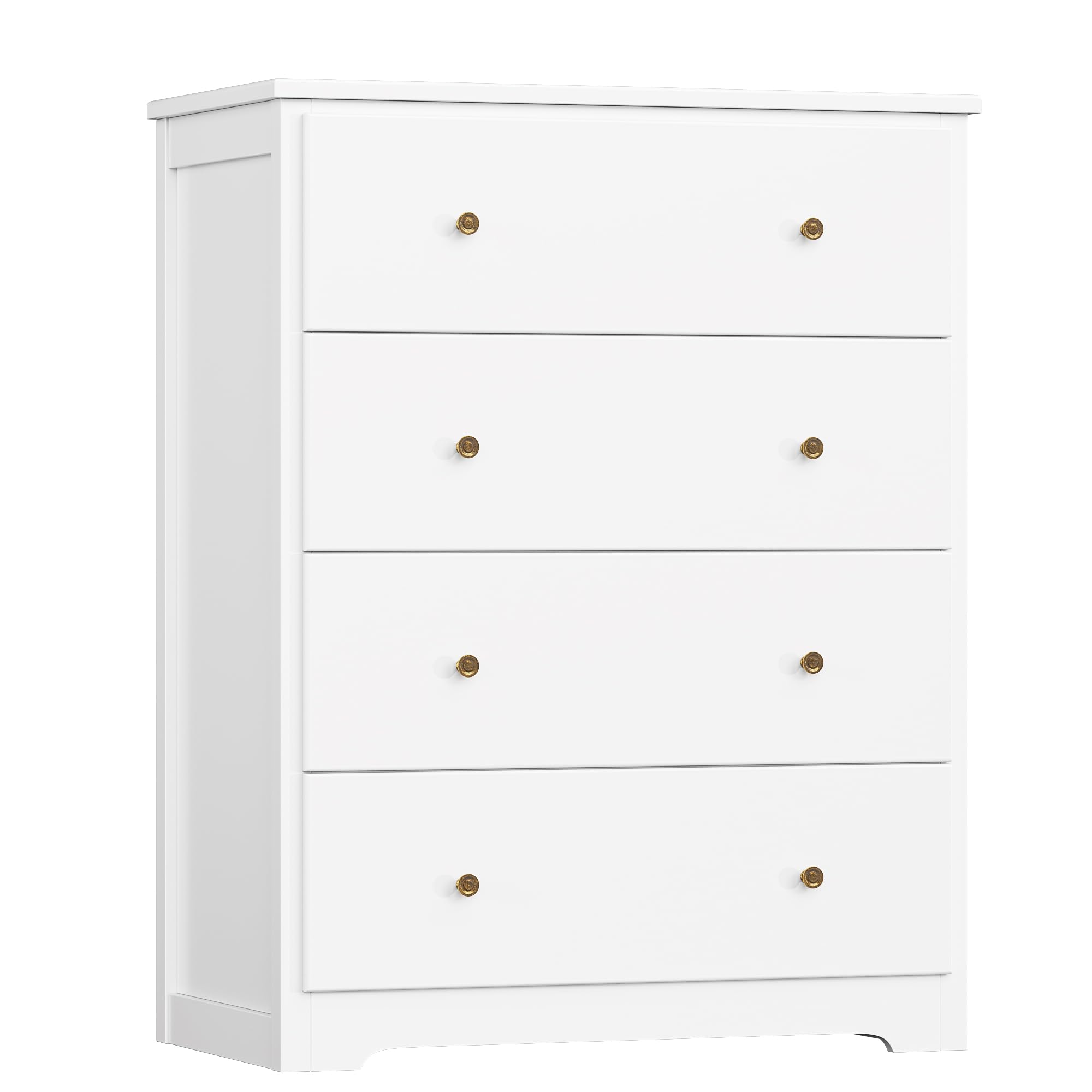 HOUSUIT White Dresser, 4 Drawer Dressers Chest of Drawers, Modern Tall Dresser, Wood Drawer Chest Storage Cabinet for Living Room, Hallway, Entryway, Home Office, Ivory White