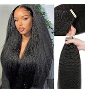 Kinky Straight Human Hair Tape ins Extensions 24 Inch 20pcs Long Yaki straight Tape in Hair Exten...