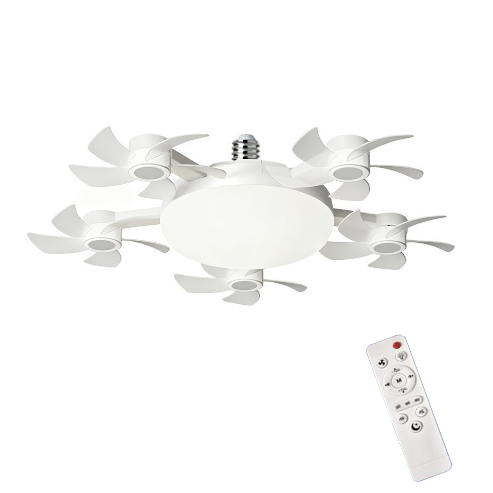 ANBTUKJ E27 Socket Ceiling Fan Light, Remote Control 3-Speed Silent Foldable LED Fan Dimmable 3 CCT Low Profile for Bedroom Office Closet