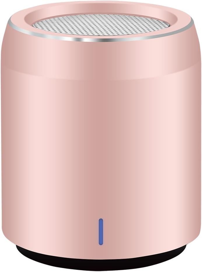 Usmain Mini Bluetooth Speaker Egg-size MP3 Music Box Mobile Subwoofer with Built-in Microphone Wireless Boombox with AUX Output Portable Speaker for Shower, Picnic, Yoga and Spa-Pink Golden