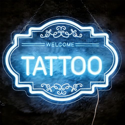 Image of Tattoo LED Neon Sign, 14 x 11 In Dimmable Light Up Wall Decor