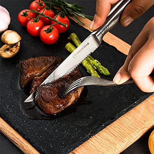 AMUSHOME Steak Knives Set of 4 – Stainless Steel Steak Knife with Sharp Serrated Edge & Ergonomic Non-Slip Handle, Rust-Free & Scratch Resistant - Image 2