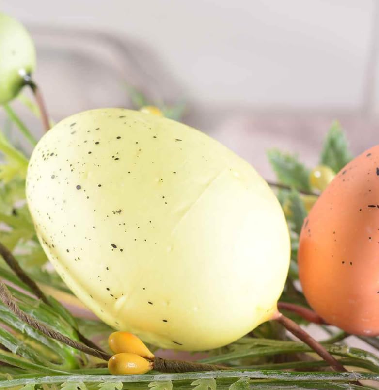 Gruppo Maruccia - Rametti Pasquali con Foglie e Uova - Fiori Artificiali per Composizioni, Decorazioni e Ghirlande Fai da Te - 10 Pezzi