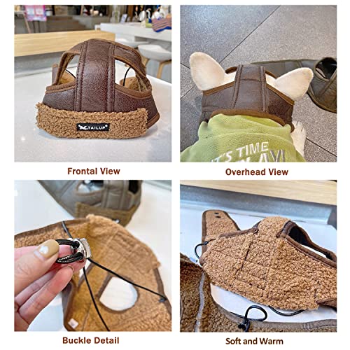 Hdkuw Dog Winter Warm Hat, Dog Fleece Aviator Hat, Windproof Motorcycles Protect Dog Hat With Ear Holes, Christmas Halloween Costume For Small Medium Large Dog Brown L #TOP1