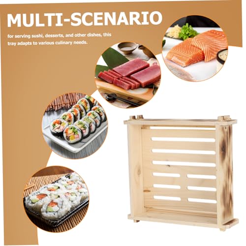 Bandeja japonesa rectangular de madera para sushi miniatura 3