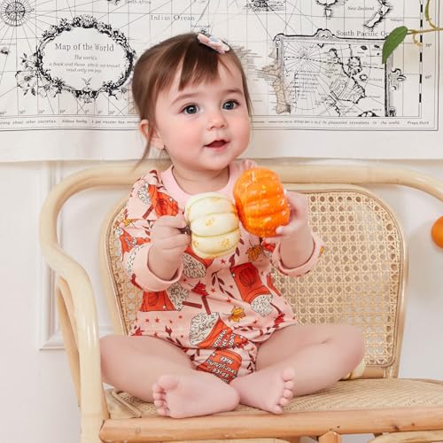 Halloween Newborn Baby Girl Outfit Pumpkin Sweatshirt Romper Long Sleeve Onesie Jumpsuit Infant Fall Winter Clothes4