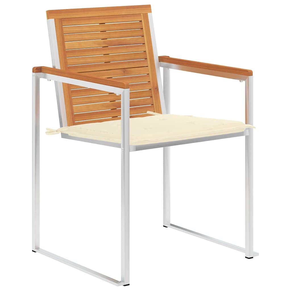 3061490 Sedie da Giardino 2 pz con Cuscini in Legno Acacia e Acciaio Testata in Legno,Testata Letto Matrimoniale Muebles Dormitorio Spalliera Letto Testiere per Letto Matrimoniale
