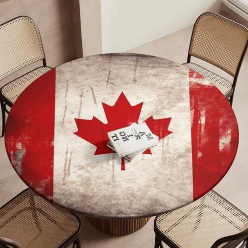 Nappe ronde ajustée imperméable et élastique motif Canada rétro - 5