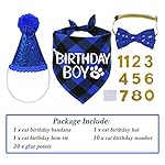 STMK Cat Birthday Decorations, Cat Birthday Hat with Number Bandana Bow Tie Collar for Cats Kittens Apparel Birthday Outfits - Image 3