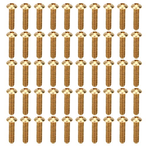Hyuduo Viti a esagono incassato da 50 pezzi, viti a testa semicircolare, viti in rame puro, elementi di fissaggio per accessori hardware, per uso domestico industriale(M4 x 16mm),Vite