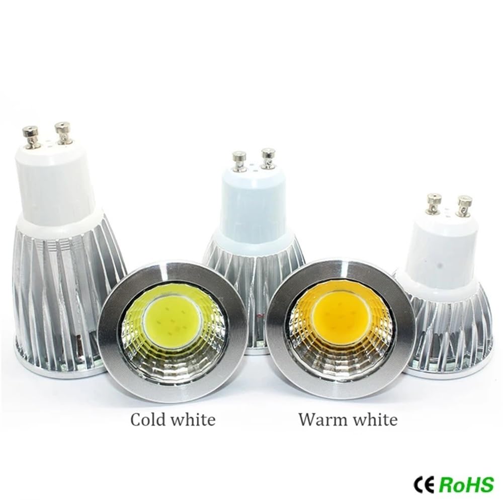 Paquete de 10, bombilla de foco LED AC220V GU10 3W/5W/7W LED GU10 lámpara regulable lámpara de araña(Warm White,3W)