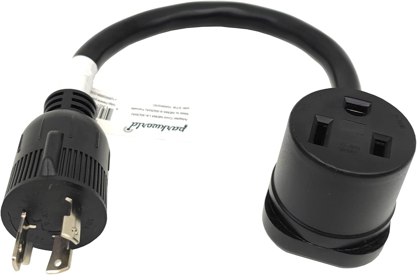 Parkworld 885392 Welding Adapter Cord L6-30 Plug 3-Prong 30A Locking Male to 6-50 Receptacle 50 AMP Female (25 FT)