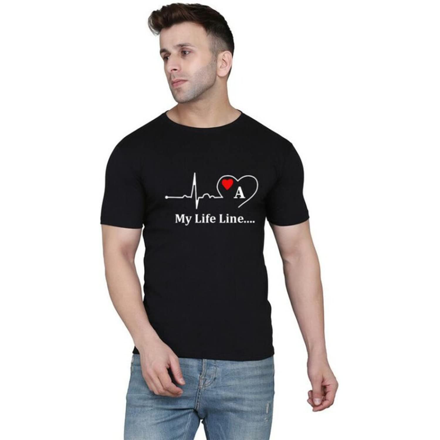 NEOAMBERRound Neck My Life Line T- Shirts for Men