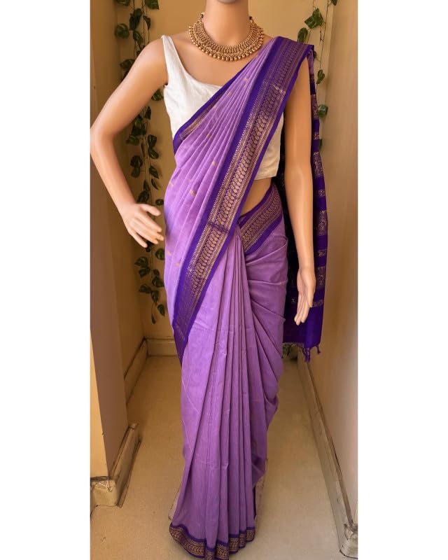 Image of South Cotton Gadwal Saree for Women | Celebrity Inspired Traditional Ethnic Wear | Chettinad & Kalyani Cotton Sarees | Soft Cotton Saree with Blouse Piece