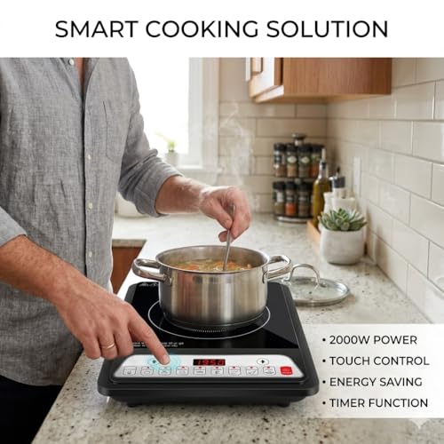 Image of (10 Years Assured Warranty) 2000W Electric Cooking Appliance Portable Stove Cooktop with LED Indicator Multiple Functions Auto Shutoff Heat Protection for Kitchen Use