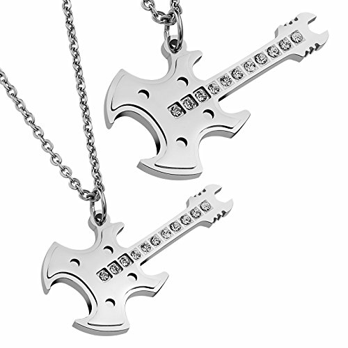 Aienid Couple Necklace For Him And Her Pendant Stainless Steel Electric Guitar Wholehearted Love #TOP1