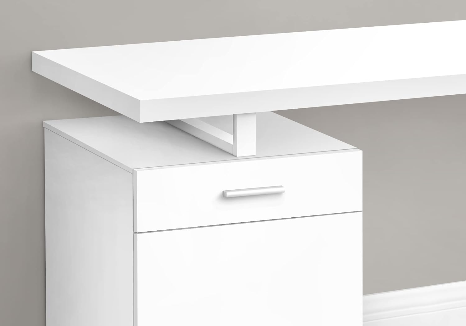 Monarch Specialties I 7760 Computer Desk, Home Office, Laptop, Left, Right Set-up, Storage Drawers, 48" L, Work, Metal, Laminate, White, Contemporary, Modern