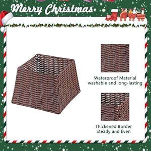 Vencer 22.4'' Christmas Tree Collar,Plastic Rattan Xmas Tree Skirt,Rustic Decorations,Tree Skirt Base for Christmas Tree Decorations,Red&Black,CTS-RB007 Vencer 224 Christmas Tree CollarPlastic Rattan Xmas Tree SkirtRustic DecorationsTree Skirt Base for Christmas Tree DecorationsRedBlackCTS RB007