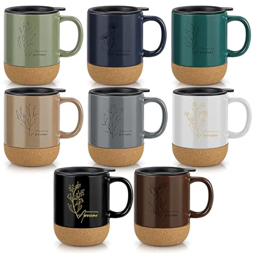 Image of MSYU 8 Pcs Employee Appreciation Gift Bulk Thank You Coffee Mug 400 ml Ceramic Tumbler Valentines Inspirational Mug Gifts for Coworker Volunteer Nurse Teacher Women Men