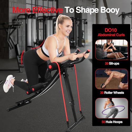 Image of Ab Machine for Home Gym, 440 LBS Ab Trainer with Digital Display, 4 Adjustable Resistance Levels, Foldable Abdominal Workout Equipment with Knee Protection for Core Strength Training