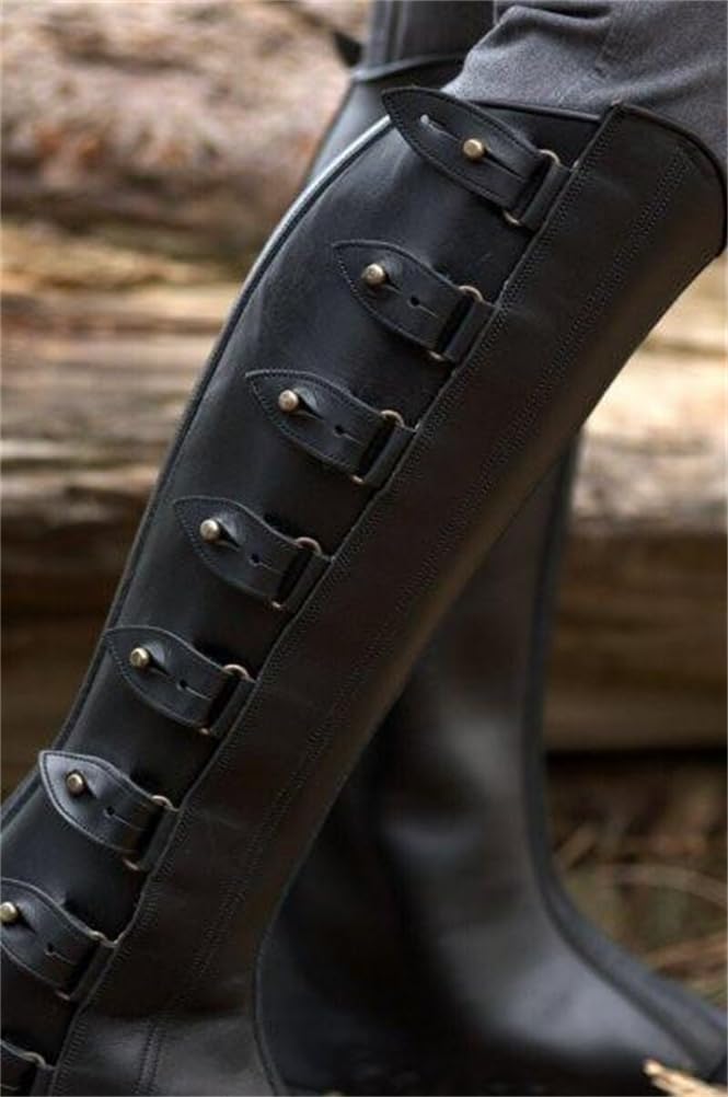 ORANDESIGNE Couvre-Bottes Pirates Hommes Jambe Viking Guêtres Médiévales Chevalier Guerrier Armure Jambières Renaissance Costume Accessoires Halloween