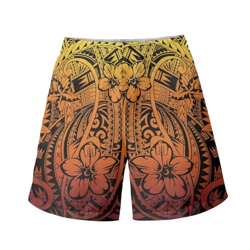 Polynesian Style Prints Mens Shorts Casual Mens Athletic Shorts Samoa Print Colorful Hemp Leaves Men's Shorts2