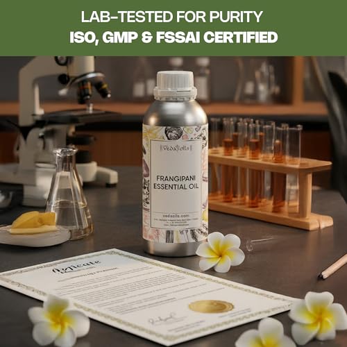 Image of VedaOils Frangipani Essential Oil 100ml | 100% Pure & Natural Frangipani Oil for Hair & Skin Care, Massage, Aromatherapy, Diffuser, Soap & Candle Making