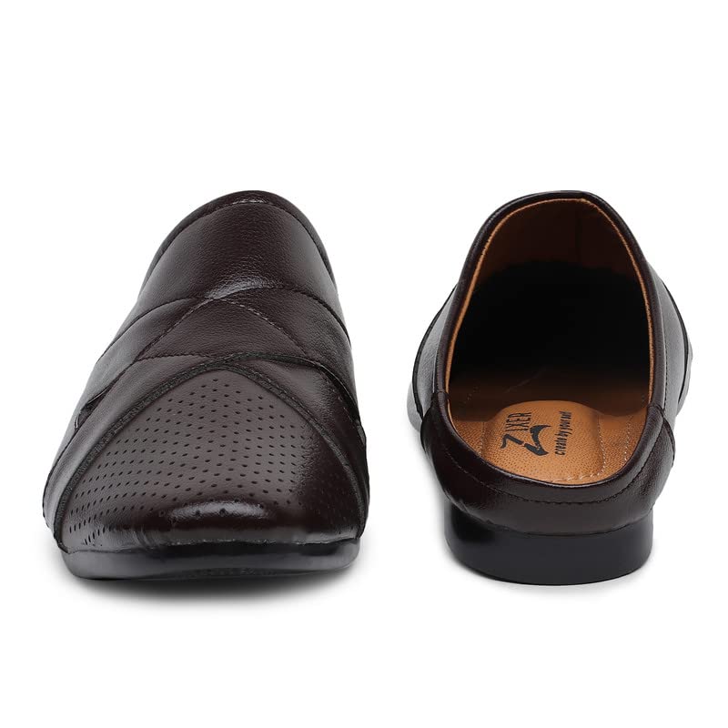 Image of Zixer Summer Urban Men's Shoes Luxury Synthetic Leather Mule Loafers Men's Shoes Handmade Ultra Premium Lightweighted Daily Easy Wear Open Back Half Cut Trending Classic Slip On Shoes for Men