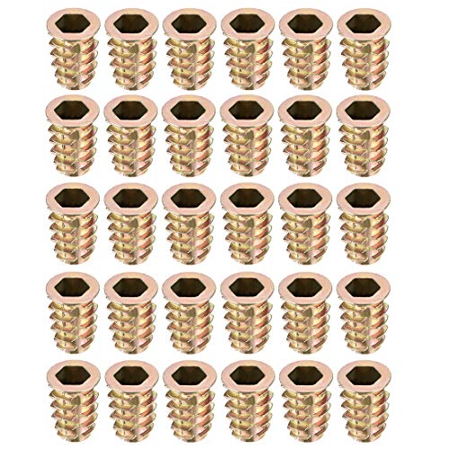 uxcell Furniture Threaded Insert Nuts Zinc Alloy M8 Internal Threads 20mm Length 30pcs