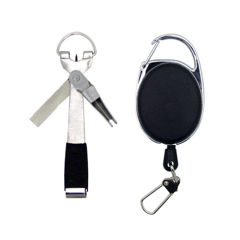 Fishing Quick Knot Multi-Function Tying Tool 4 in 1 Fly Line Clippers with Zinger Retractor Combo Fishing Tackle Accessories