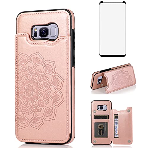 Coque Glaxay S8 Plus protection verre trempé béquille antichoc portefeuille S 8 8plus