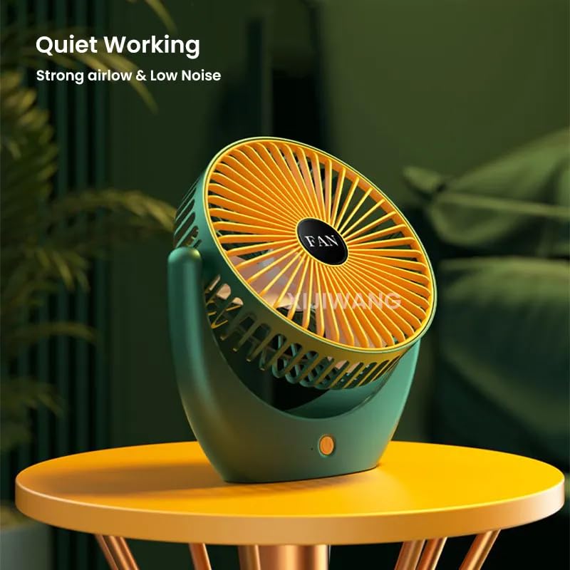 Image of 4000mAh High Speed ๐๐๐๐ก๐๐ซ๐ ๐๐๐๐ฅ๐ Table Fan for Home, ๐๐ฌ๐๐ข๐ฅ๐ฅ๐๐ญ๐ข๐ง๐ ๐๐๐ง with ๐๐๐ ๐๐ข๐ ๐ก๐ญ | ๐๐๐ ๐๐๐ซ๐ฌ๐จ๐ง๐๐ฅ Fan, ๐ ๐๐ฉ๐๐๐ (F0 - Dark Green)
