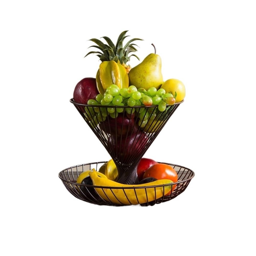 Zhaoj24-05 Fruit Racks Fruit Basket Double Layer Minimalist Vegetables Rack Storage Holder(Bronze)