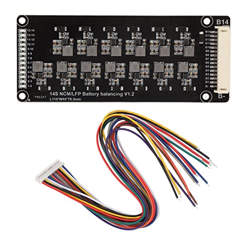 Ecualizador Activo para Baterías 1.2 A, Placa Automática de Equilibrado de Alta Potencia, Módulo de Transferencia de Energía Inductiva de 14 Celdas para Paquetes de Baterías de Litio en Sistemas Solares y Vehículos Eléctricos, con PCB y Cableado miniatura 1