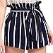 Produktbild U/A Damen-Shorts mit hoher Taille, Retro-Streifen, lässige Passform, elastische Taille, Tasche, Shorts mit String Sommer Gr. Medium, 2