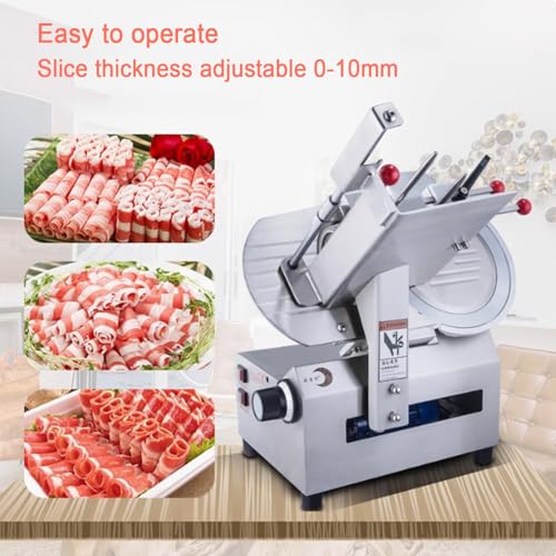 Cortador eléctrico de alimentos con grosor ajustable, cuerpo de acero inoxidable, para carne, queso, verduras