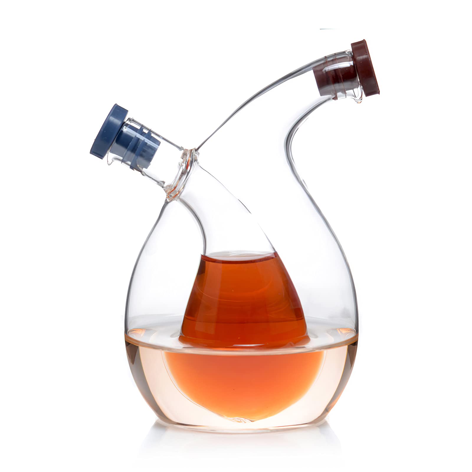 Dispenser per olio, 2 in 1, dispenser per olio d'oliva e aceto, in vetro trasparente, contenitore per condimenti a tenuta stagna, per olio vegetale e oliva, 2 pezzi