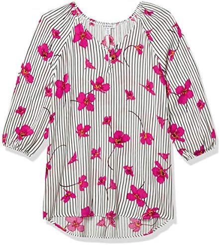 Tribal Women's 3/4 SLV V Neck Blouse, Hot Pink, M
