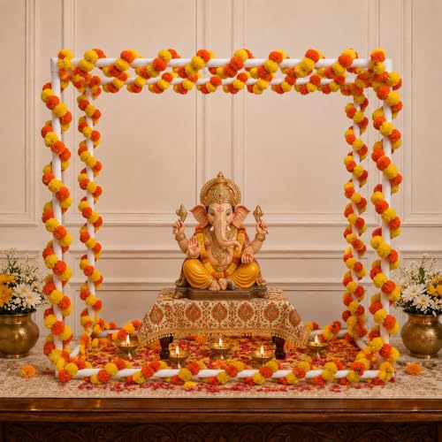Image of SpecialYou White Cube Backdrop Stand for Decor, Ganpati Decoration Stand for Home, Decorations Stand for Backdrop for Pooja Room Decor Items, Ganapati Decoration Items for Home-6pcs