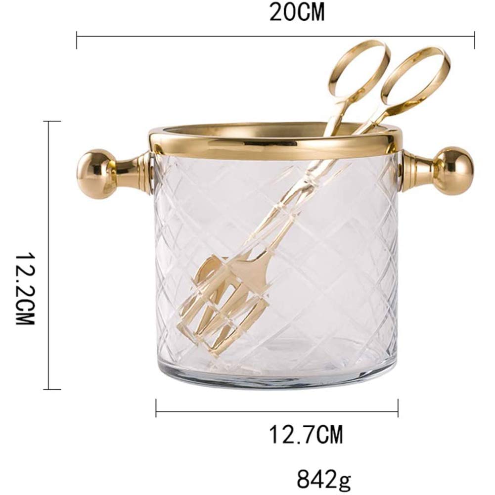 Cubitera de Cristal con asa y Pinzas: el Enfriador de Bebidas Ideal para Cerveza, Vino, champán y Prosecco.