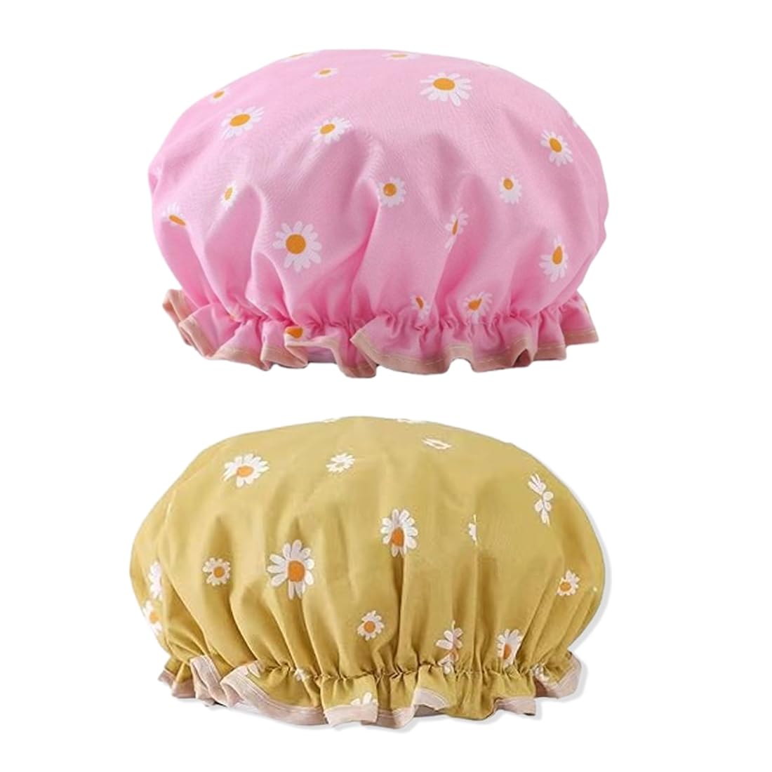 LAKJUOZ 2 Piezas Gorro Ducha Impermeable, Gorros De Ducha Reutilizable De Doble Capa, Gorro Ducha Mujer Con Bandas De Goma Para Spa Salón Viaje Hotel Hogar