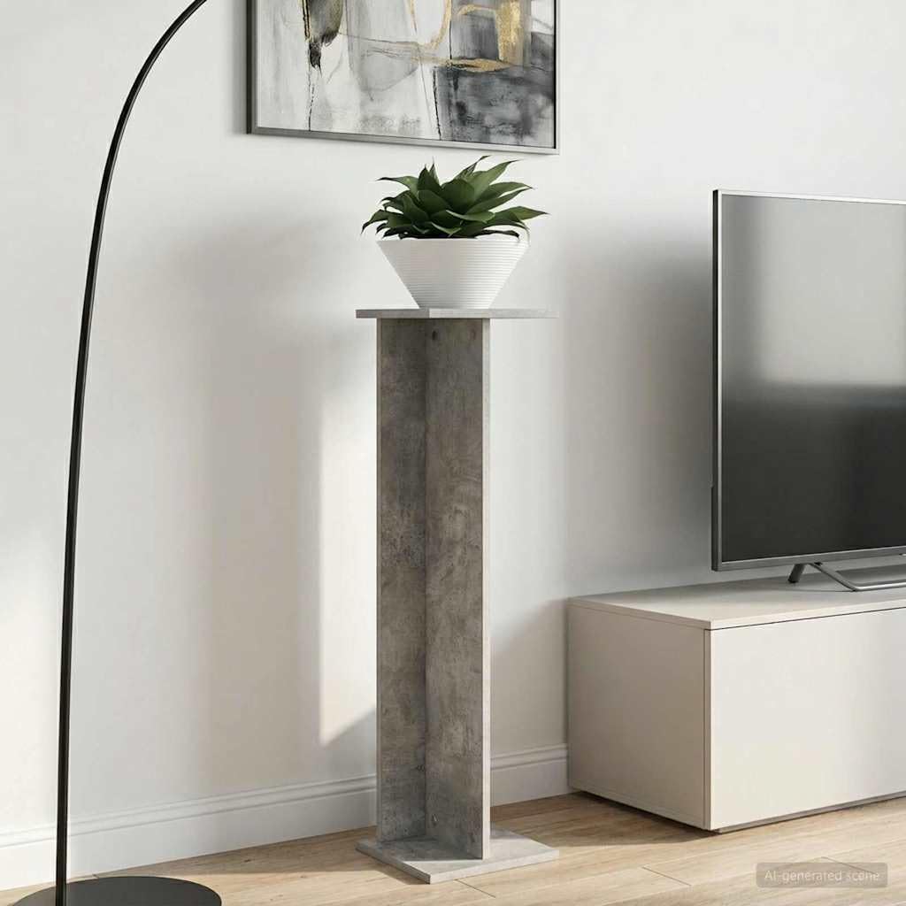 Escalera para plantas en madera gris hormigón set de 2 soportes para decorar el salón y balcón