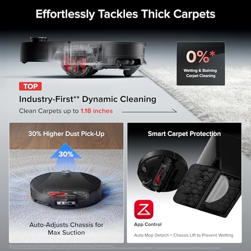 Image of roborock Saros 20 Sonic Robot Vacuum and Mop, 36,000Pa Suction, 3.46 in Double-Layer Threshold, Reactive AI 3.0 Obstacle Recognition, 212F Hot Water Wash, Zero-Tangling, 3.14'' Ultra Slim, Black