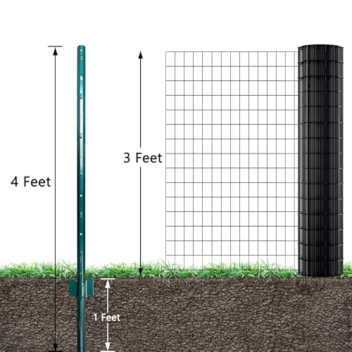 Image of ARIFARO 16 Pack Metal Fence Posts Garden Stakes 4 FT Heavy Duty U-Post Fence Stakes, No Dig Garden Fence Posts for Wire Fencing Garden Protection, Animal Barrier, Steel Post for Yard